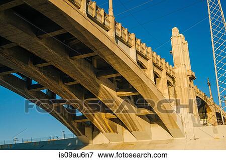 Stock Photo - Low angle view of the underneath of 4th street bridge, Los Angeles, California, USA. Fotosearch