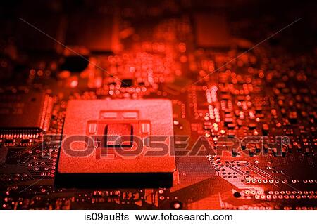 Close up of red colour circuit board View Large Photo Image Stock Photograph - Close up of red colour circuit board. Fotosearch