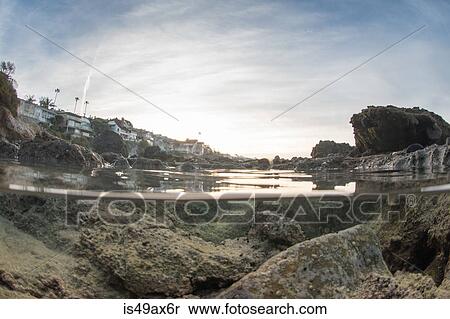 Above and below view from coastal rock pool, Laguna Beach, California, USA View Large Photo Image Stock Photography - Above and below view from coastal rock pool, Laguna Beach, California, USA. Fotosearch