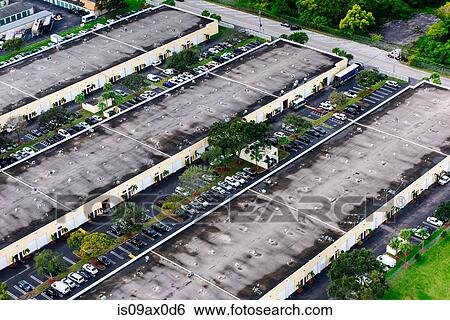 Aerial view of business structures and parking lot, Miami, Florida, USA View Large Photo Image Stock Photograph - Aerial view of business structures and parking lot, Miami, Florida, USA. Fotosearch
