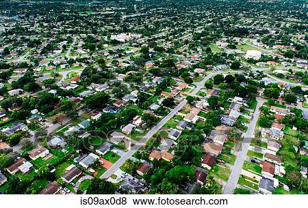 Stock Photo - Aerial view of residential structures in urban sprawl, Miami, Florida, USA. Fotosearch
