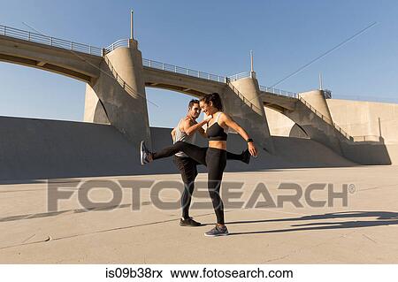 Stock Photo - Athletes working out, Van Nuys, California, USA. Fotosearch