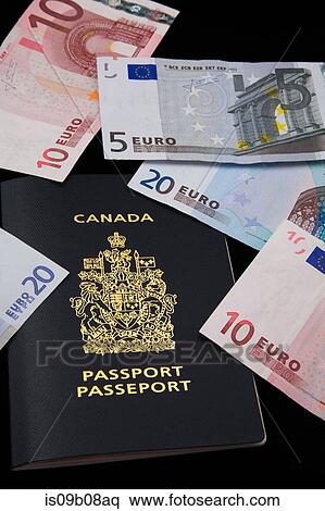 Canadian passport and euros on black background View Large Photo Image Stock Photography - Canadian passport and euros on black background. Fotosearch