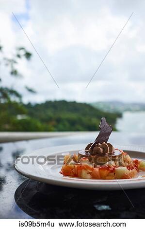 Chocolate flan and tropical fruit dessert, Saint Lucia, Caribbean View Large Photo Image Stock Photograph - Chocolate flan and tropical fruit dessert, Saint Lucia, Caribbean. Fotosearch