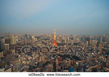 Cityscape view with Tokyo Tower, Tokyo, Japan View Large Photo Image Stock Photo - Cityscape view with Tokyo Tower, Tokyo, Japan. Fotosearch