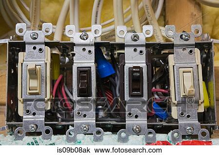 Close up of exposed electrical switch View Large Photo Image Stock Image - Close up of exposed electrical switch. Fotosearch