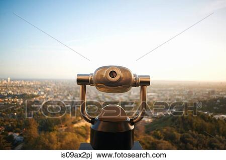 Coin-operated binoculars overlooking Hollywood, Los Angeles, USA View Large Photo Image Stock Image - Coin-operated binoculars overlooking Hollywood, Los Angeles, USA. Fotosearch
