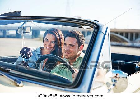 Stock Photography - Couple in convertible car, Los Angeles, California, USA. Fotosearch