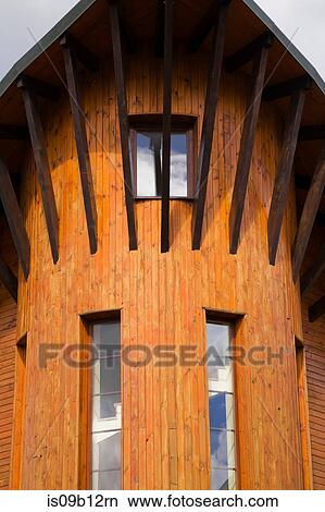 Picture - Curved wooden building exterior, Donovaly village, Slovakia. Fotosearch