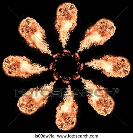Stock Image - Digitally enhanced image of fire patterns. Fotosearch