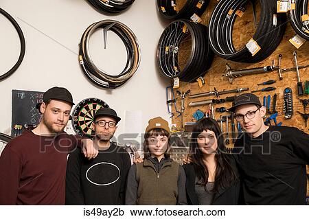 Employees in bicycle workshop View Large Photo Image Stock Image - Employees in bicycle workshop. Fotosearch