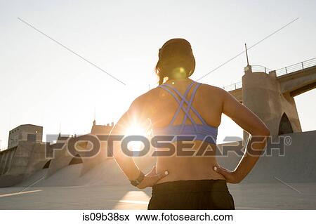 Female athlete at sunset, Van Nuys, California, USA View Large Photo Image Stock Photo - Female athlete at sunset, Van Nuys, California, USA. Fotosearch
