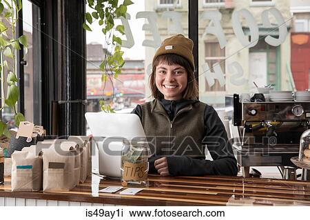 Female employee in cafe, New York, USA View Large Photo Image Stock Image - Female employee in cafe, New York, USA. Fotosearch