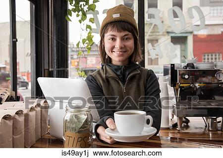 Female employee in cafe, New York, USA View Large Photo Image Stock Image - Female employee in cafe, New York, USA. Fotosearch