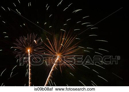Fireworks in night sky View Large Photo Image Stock Image - Fireworks in night sky. Fotosearch