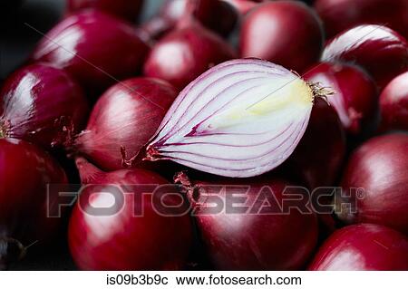 Fresh whole red onions and one halved on table View Large Photo Image Stock Image - Fresh whole red onions and one halved on table. Fotosearch
