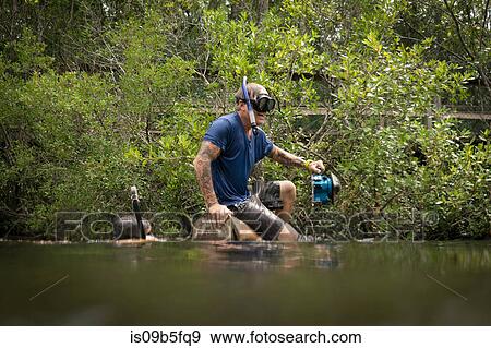 Friends snorkelling in lake, Niceville, Florida, USA View Large Photo Image Stock Photo - Friends snorkelling in lake, Niceville, Florida, USA. Fotosearch