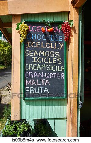 Grocery shop with chalked sign, Saint Lucia, Caribbean View Large Photo Image Stock Photograph - Grocery shop with chalked sign, Saint Lucia, Caribbean. Fotosearch