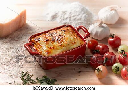 High angle view of lasagne in rectangular casserole dish View Large Photo Image Stock Photo - High angle view of lasagne in rectangular casserole dish. Fotosearch
