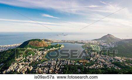 High angle view of Rodrigo de Freitas Lagoon, Rio de Janeiro, Brazil View Large Photo Image Stock Image - High angle view of Rodrigo de Freitas Lagoon, Rio de Janeiro, Brazil. Fotosearch