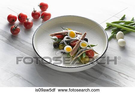 High angle view of San Remo tuna and egg salad on shallow serving dish View Large Photo Image Stock Image - High angle view of San Remo tuna and egg salad on shallow serving dish. Fotosearch