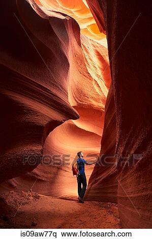 Hiker, Antelope Canyon, Page, Arizona View Large Photo Image Stock Photography - Hiker, Antelope Canyon, Page, Arizona. Fotosearch