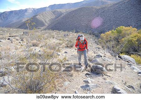 Hiker exploring desert, Cottonwood Canyon, Death Valley National Park, California View Large Photo Image Stock Photo - Hiker exploring desert, Cottonwood Canyon, Death Valley National Park, California. Fotosearch
