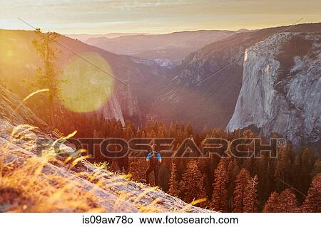 Hiker on hill, Yosemite National Park, Sierra Nevada View Large Photo Image Picture - Hiker on hill, Yosemite National Park, Sierra Nevada. Fotosearch