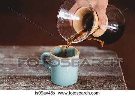 Man pouring coffee from filter coffee maker View Large Photo Image Stock Photo - Man pouring coffee from filter coffee maker. Fotosearch
