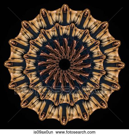 Picture - Mandala pattern created by multiple image of teenage girl with long blonde hair. Fotosearch