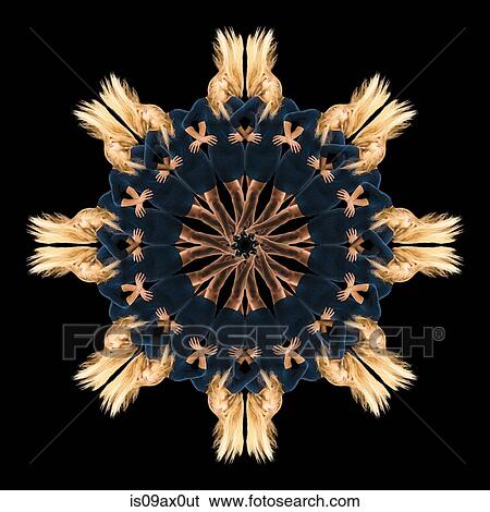 Stock Photograph - Mandala pattern created by multiple image of teenage girl with long blonde hair. Fotosearch
