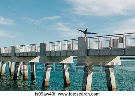 Mature man balancing on bridge, South Pointe Park, South Beach, Miami, Florida, USA View Large Photo Image Stock Image - Mature man balancing on bridge, South Pointe Park, South Beach, Miami, Florida, USA. Fotosearch