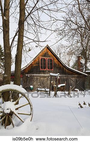 Old wooden rustic barn in backyard garden, Quebec, Canada View Large Photo Image Stock Image - Old wooden rustic barn in backyard garden, Quebec, Canada. Fotosearch