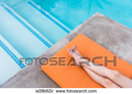 Overhead view of boy's legs lying on poolside View Large Photo Image Stock Photography - Overhead view of boy's legs lying on poolside. Fotosearch