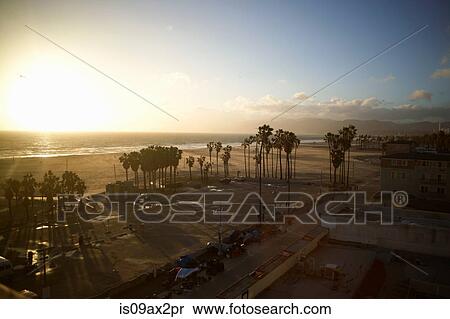Stock Photography - Overhead view of Venice Beach, Los Angeles, USA. Fotosearch