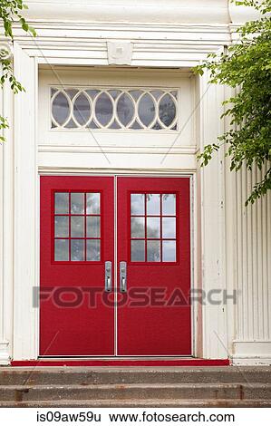 Red door entrance to traditional elementary school View Large Photo Image Stock Photograph - Red door entrance to traditional elementary school. Fotosearch