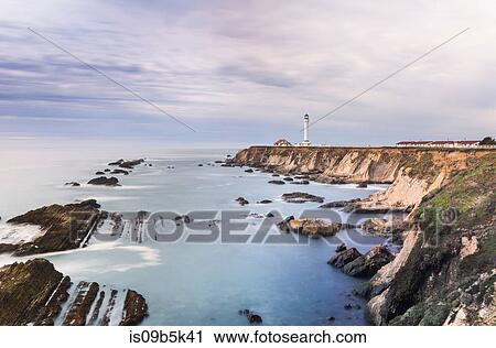 Sea with light house in distant background, Point Arena, California, US View Large Photo Image Stock Image - Sea with light house in distant background, Point Arena, California, US. Fotosearch