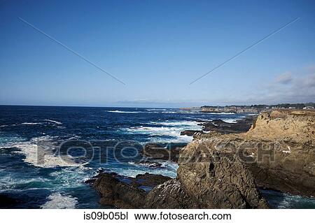 Stock Image - Seascape view from coast, California, USA. Fotosearch
