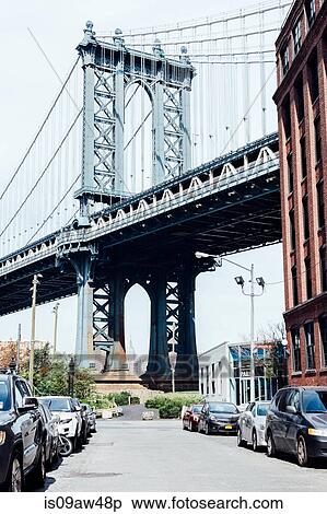 Street view of Manhattan Bridge, New York, USA View Large Photo Image Stock Photography - Street view of Manhattan Bridge, New York, USA. Fotosearch
