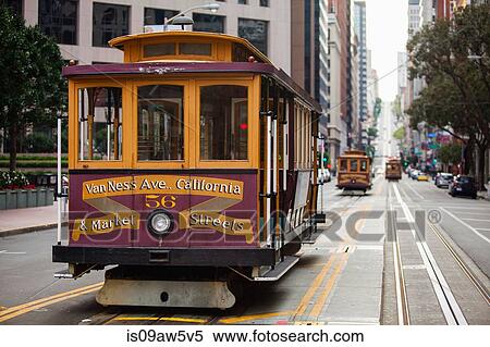 Traditional trams and tramlines, San Francisco, California, USA View Large Photo Image Stock Photography - Traditional trams and tramlines, San Francisco, California, USA. Fotosearch