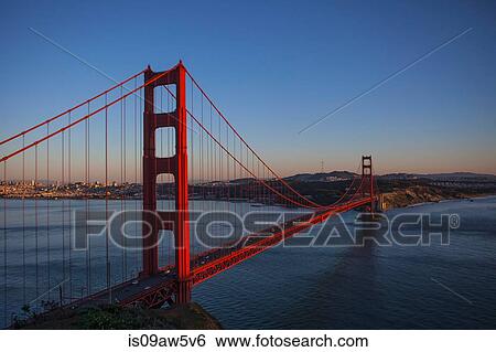 View of Golden Gate bridge at dusk, San Francisco, California, USA View Large Photo Image Stock Photograph - View of Golden Gate bridge at dusk, San Francisco, California, USA. Fotosearch