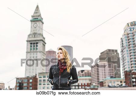 Woman with hands in pockets looking away, Boston, Massachusetts, USA View Large Photo Image Stock Image - Woman with hands in pockets looking away, Boston, Massachusetts, USA. Fotosearch