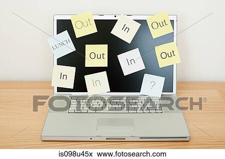 Adhesive notes on laptop View Large Photo Image Stock Photo - Adhesive notes on laptop. Fotosearch