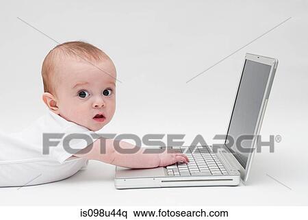Baby with a laptop View Large Photo Image Stock Photography - Baby with a laptop. Fotosearch