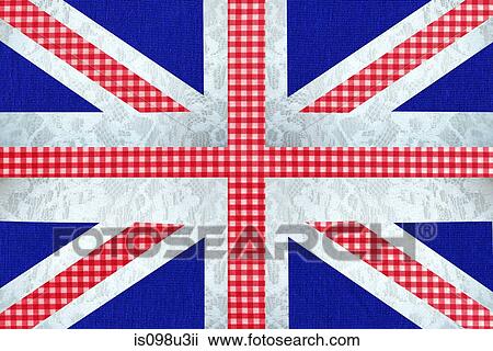 Stock Image - British flag with gingham pattern. Fotosearch