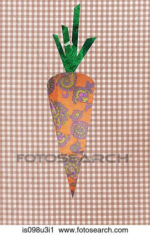 Stock Image - Carrot on gingham background. Fotosearch