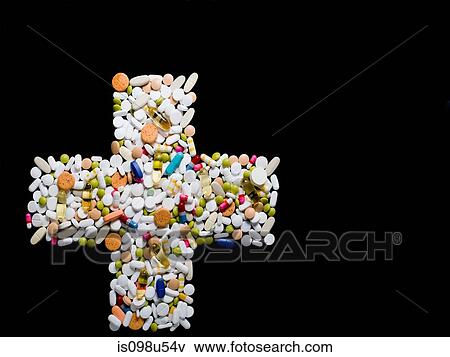 Stock Photo - Cross made from pills. Fotosearch