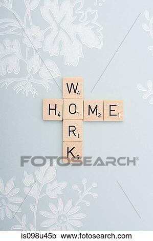 Game tiles spelling work and home View Large Photo Image Stock Image - Game tiles spelling work and home. Fotosearch