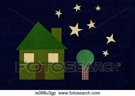 Green coloured house in starry night View Large Photo Image Stock Photography - Green coloured house in starry night. Fotosearch