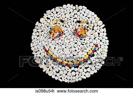 Happy face made from pills View Large Photo Image Stock Photograph - Happy face made from pills. Fotosearch